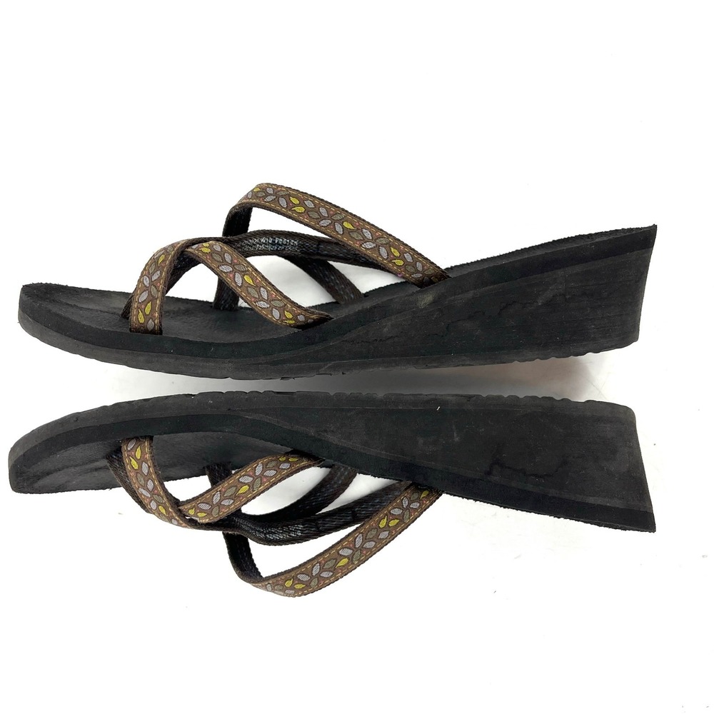 Teva Women's 10 Brown Green Strap Thong Wedge Sandal - Picture 6 of 9